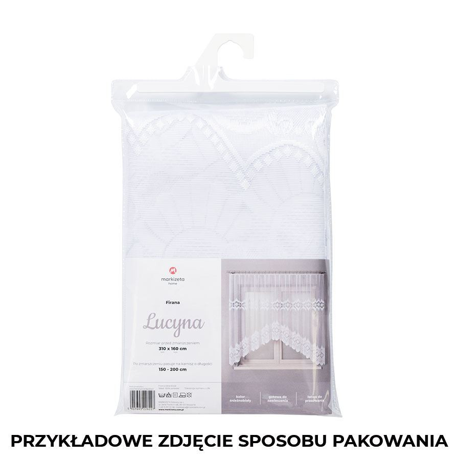 LUCYNA Firanka żakardowa gotowa, szerokość 300 x wysokość 120cm, kolor 001 biały