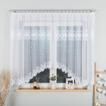 ŻANETA firanka gotowa z podcięciem żakardowa biała w ornamenty 350x155 cm