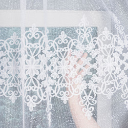 ŻANETA Firanka żakardowa gotowa, szerokość 350 x wysokość 155cm, kolor 001 biały