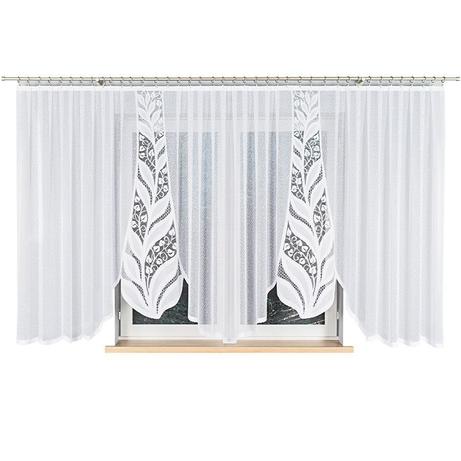 MELANIA Firanka żakardowa gotowa, szerokość 500 x wysokość 160cm, kolor 001 biały