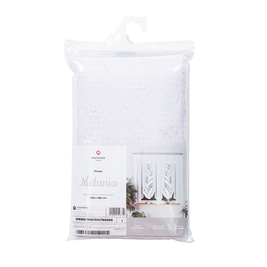 MELANIA Firanka żakardowa gotowa, szerokość 500 x wysokość 160cm, kolor 001 biały