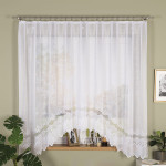 MODESTA firanka gotowa z podcięciem żakardowa biała w ornamenty 300x180 cm