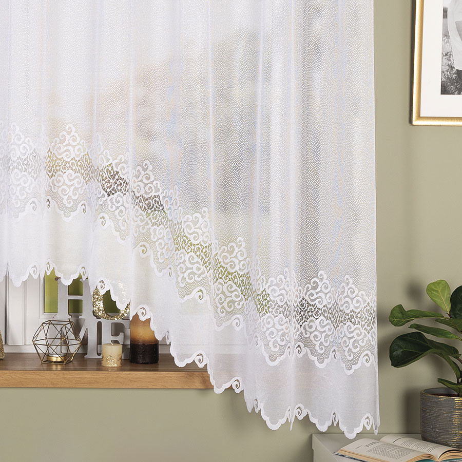 MODESTA Firanka żakardowa gotowa, szerokość 300 x wysokość 180cm, kolor 001 biały
