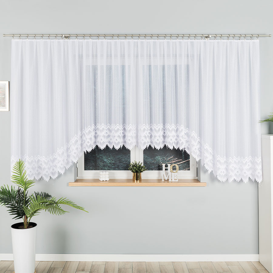 FELICJA Firanka żakardowa gotowa ze wzorem na samym dole, szerokość 600 x wysokość 160cm, kolor 001 biały