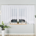 FELICJA firanka gotowa z podcięciem żakardowa biała ze wzorem samym dołem 600x160 cm