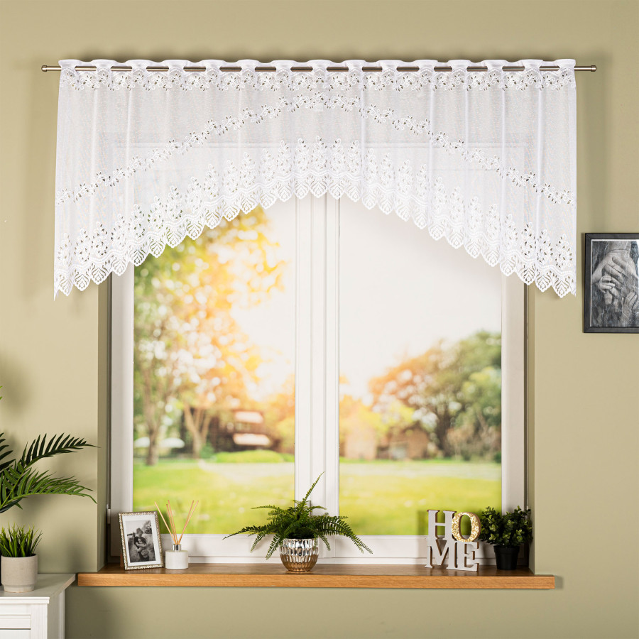 JAGODA Firanka żakardowa gotowa, szerokość 250 x wysokość 80cm, kolor 001 biały