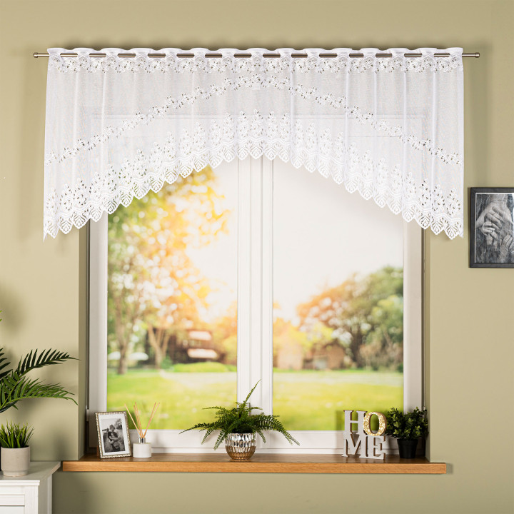 JAGODA Firanka żakardowa gotowa, szerokość 250 x wysokość 80cm, kolor 001 biały 