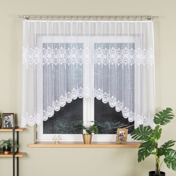 ŻANETA Firanka żakardowa gotowa, szerokość 300 x wysokość 135cm, kolor 001 biały