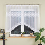 ŻANETA firanka gotowa z podcięciem żakardowa biała w ornamenty 300x135 cm