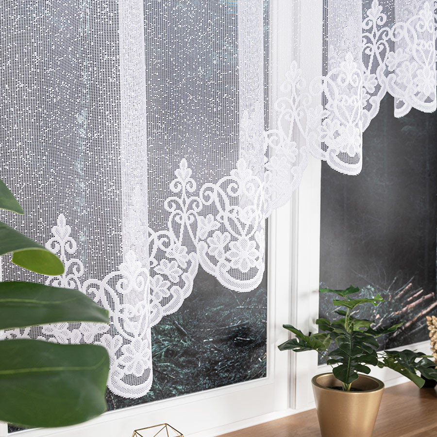 ŻANETA Firanka żakardowa gotowa, szerokość 300 x wysokość 135cm, kolor 001 biały