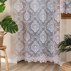 APOLONIA Firanka żakardowa gotowa na prosto, szerokość 140 x wysokość 250cm, kolor 001 biały