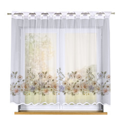 KWIATY Z EFEKTEM WYSZYWANIA Firanka żakardowa gotowa na prosto 023456, szerokość 250 x wysokość 160cm, kolor 001 biały (do