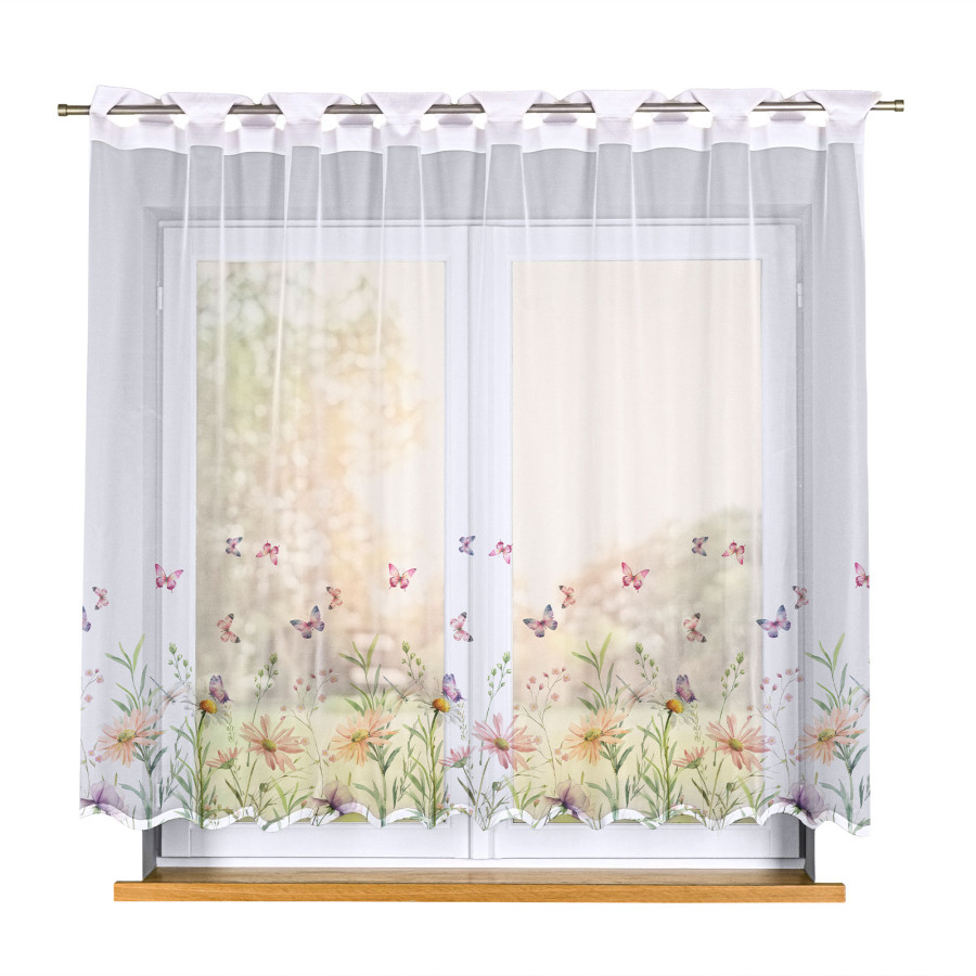 ŁĄKA Z MOTYLAMI Firanka żakardowa gotowa na prosto 023456, szerokość 250 x wysokość 160cm, kolor 009 wielokolorowy (do wy