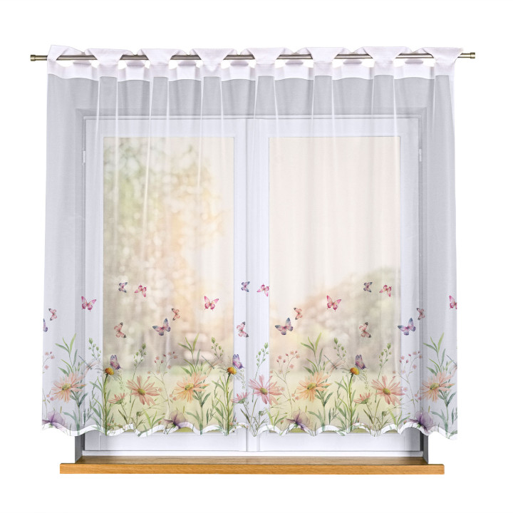 ŁĄKA Z MOTYLAMI Firanka żakardowa gotowa na prosto 023456, szerokość 250 x wysokość 160cm, kolor 009 wielokolorowy (do wy