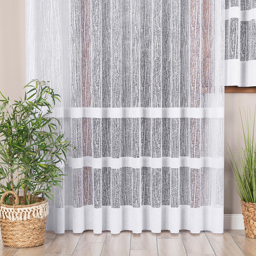 WIKTORIA Firanka żakardowa gotowa na prosto, szerokość 300 x wysokość 250cm, kolor 001 biały