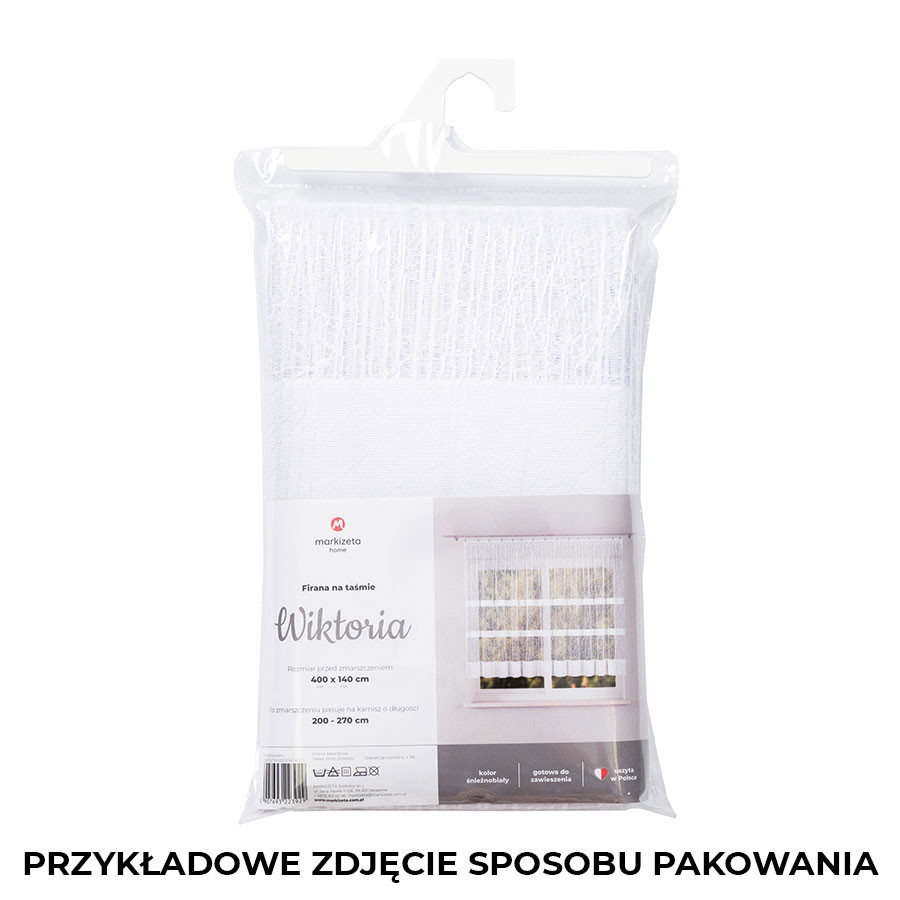 WIKTORIA Firanka żakardowa gotowa na prosto, szerokość 300 x wysokość 250cm, kolor 001 biały