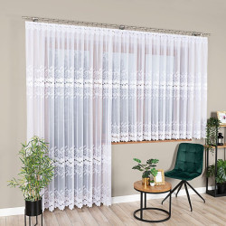 BASTIA Firanka żakardowa gotowa na prosto, szerokość 300 x wysokość 250cm, kolor 001 biały