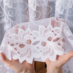 BASTIA Firanka żakardowa gotowa na prosto, szerokość 300 x wysokość 250cm, kolor 001 biały