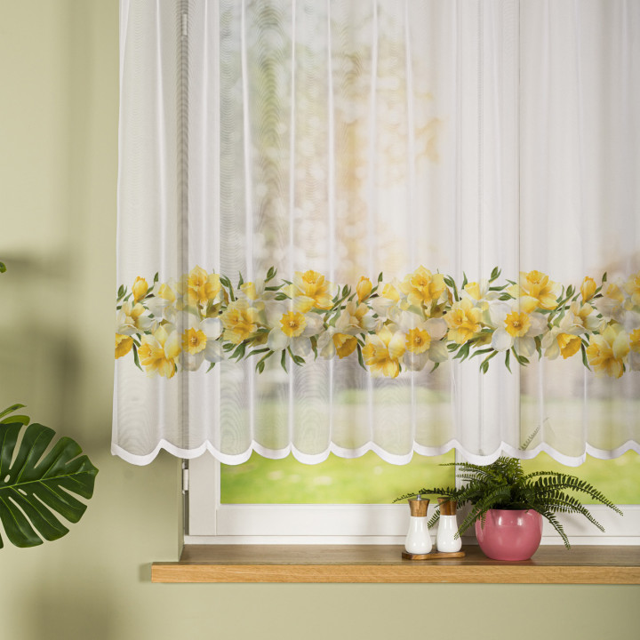 ŻONKILE Firanka żakardowa gotowa na prosto 023456, szerokość 240 x wysokość 140cm, kolor 008 żółty (do wyczerpania zapa