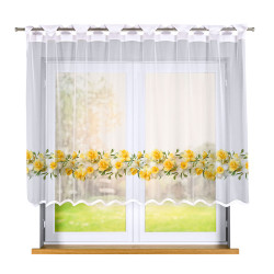 ŻONKILE Firanka żakardowa gotowa na prosto 023456, szerokość 240 x wysokość 140cm, kolor 008 żółty (do wyczerpania zapa