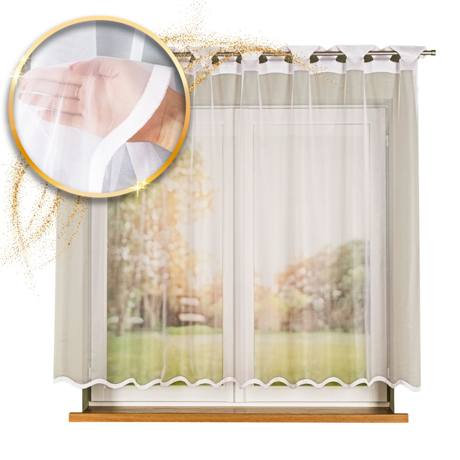 ELZA Firanka żakardowa gotowa na prosto, szerokość 250 x wysokość 160cm, kolor 001 biały