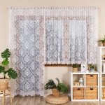 APOLONIA firanka gotowa żakardowa biała w ornamenty 140x240 cm