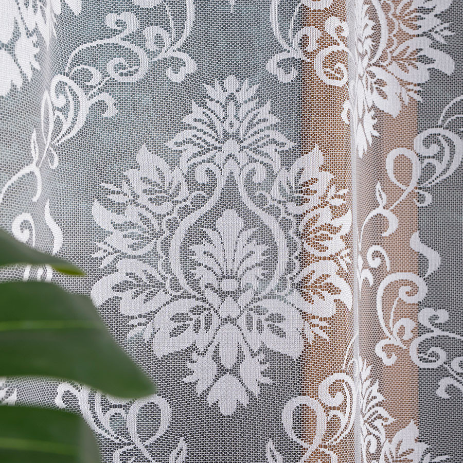 APOLONIA Firanka żakardowa gotowa na prosto, szerokość 140 x wysokość 240cm, kolor 001 biały