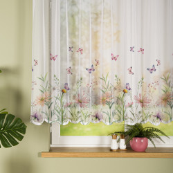 ŁĄKA Z MOTYLAMI Firanka żakardowa gotowa na prosto 023456, szerokość 240 x wysokość 140cm, kolor 009 wielokolorowy (do wy