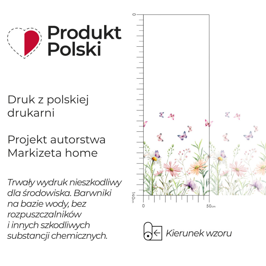 ŁĄKA Z MOTYLAMI Firanka żakardowa gotowa na prosto 023456, szerokość 240 x wysokość 140cm, kolor 009 wielokolorowy (do wy