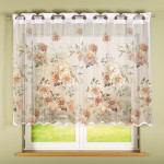 MANILA firanka gotowa żakardowa biała w kwiaty 240x140 cm