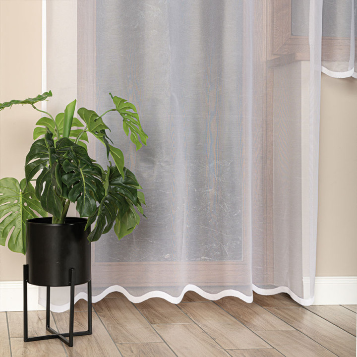ELZA Firanka żakardowa gotowa na prosto, szerokość 140 x wysokość 230cm, kolor 001 biały 