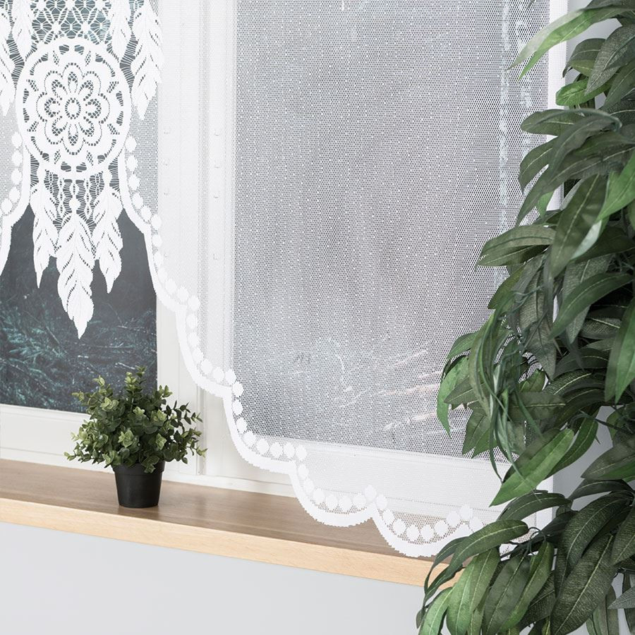 DINA Panel żakardowy gotowy, z motywem łapacza snów, szerokość 160 x wysokość 160, kolor 001 biały
