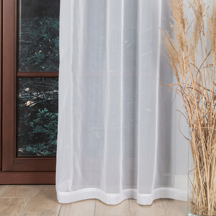 WOAL Firana gotowa na taśmie, szerokość 140 x wysokość 230cm, kolor 001 biały 