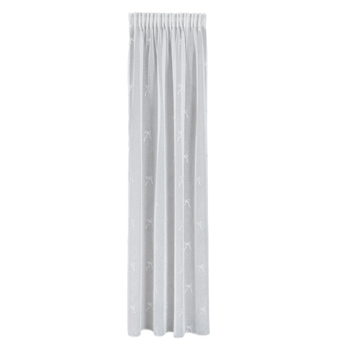 KOKARDKA Firana gotowa na etaminie, haftowana, na taśmie, z ołowianką, szerokość 140 x wysokość 250cm, kolor 001 biały z