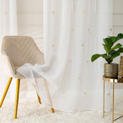 KOKARDKA Firana gotowa na etaminie, haftowana, na taśmie, z ołowianką, szerokość 140 x wysokość 250cm, kolor 002 biały z