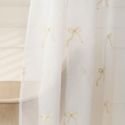 KOKARDKA Firana gotowa na etaminie, haftowana, na taśmie, z ołowianką, szerokość 140 x wysokość 250cm, kolor 002 biały z