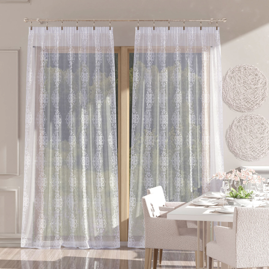 EMBER Firana gotowa na taśmie, szerokość 140cm x wysokość 250cm, kolor 001 biały