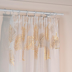 MARIETTA Firana gotowa na taśmie, szerokość 140cm x wysokość 250cm, kolor 004 biały ze złotym zdobieniem