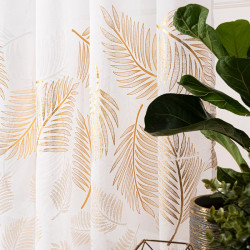 MARIETTA Firana gotowa na taśmie, szerokość 140cm x wysokość 250cm, kolor 004 biały ze złotym zdobieniem