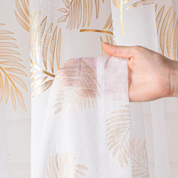 MARIETTA Firana gotowa na taśmie, szerokość 140cm x wysokość 250cm, kolor 004 biały ze złotym zdobieniem