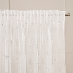 RIBBON Firana gotowa na woalu w diamentowe kokardki, na taśmie z ołowianką, szerokość 140 x wysokość 250cm, kolor 001 bia