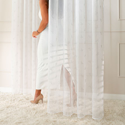 RIBBON Firana gotowa na woalu w diamentowe kokardki, na taśmie z ołowianką, szerokość 140 x wysokość 250cm, kolor 001 bia