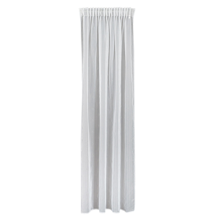 RIBBON Firana gotowa na woalu w diamentowe kokardki, na taśmie z ołowianką, szerokość 140 x wysokość 250cm, kolor 001 bia