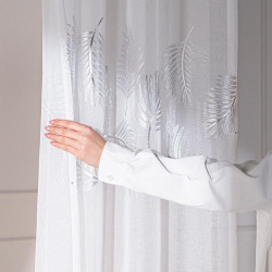 MARIETTA Firana gotowa na taśmie, szerokość 140cm x wysokość 250cm, kolor 001 biały ze srebrnym zdobieniem