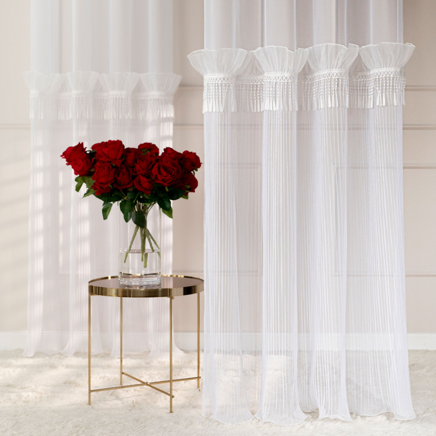 EGRET Firana gotowa na przelotkach, szerokość 140cm x wysokość 250cm, kolor 001 biały