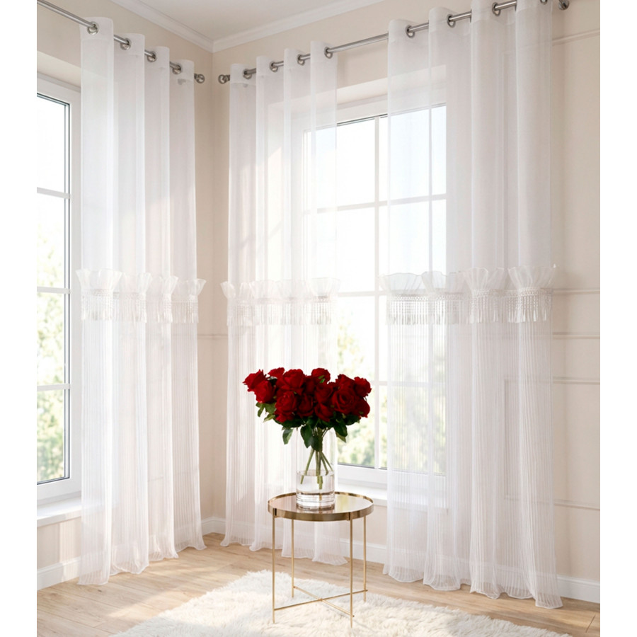 EGRET Firana gotowa na przelotkach, szerokość 140cm x wysokość 250cm, kolor 001 biały