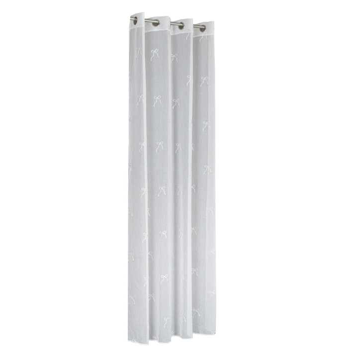 KOKARDKA Firana gotowa na etaminie, haftowana, na srebrnych przelotkach, z ołowianką, szerokość 140 x wysokość 250cm, kolo