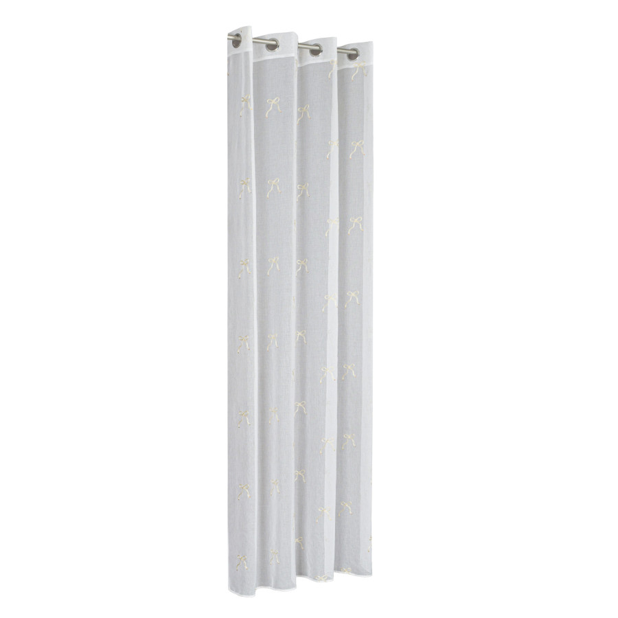 KOKARDKA Firana gotowa na etaminie, haftowana, na srebrnych przelotkach, z ołowianką, szerokość 140 x wysokość 250cm, kolo