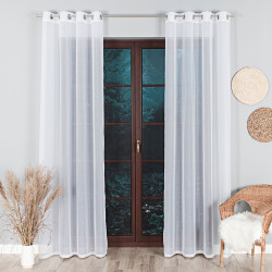 WOAL Firana gotowa na srebrnych przelotkach, szerokość 140 x wysokość 250cm, kolor 001 biały