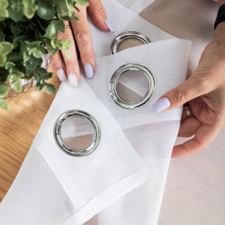 WOAL Firana gotowa na srebrnych przelotkach, szerokość 140 x wysokość 250cm, kolor 001 biały